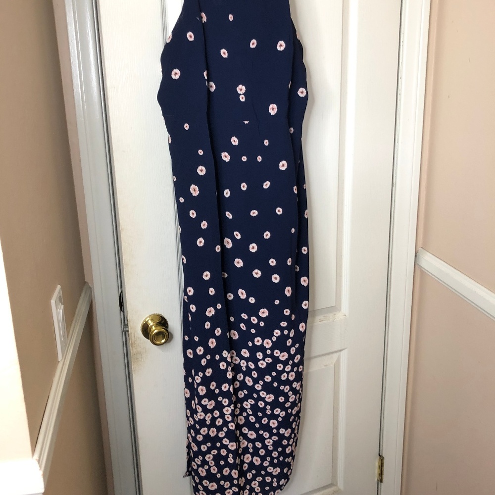 Forever 21 Plus Navy and Pink Floral Maxi Dress